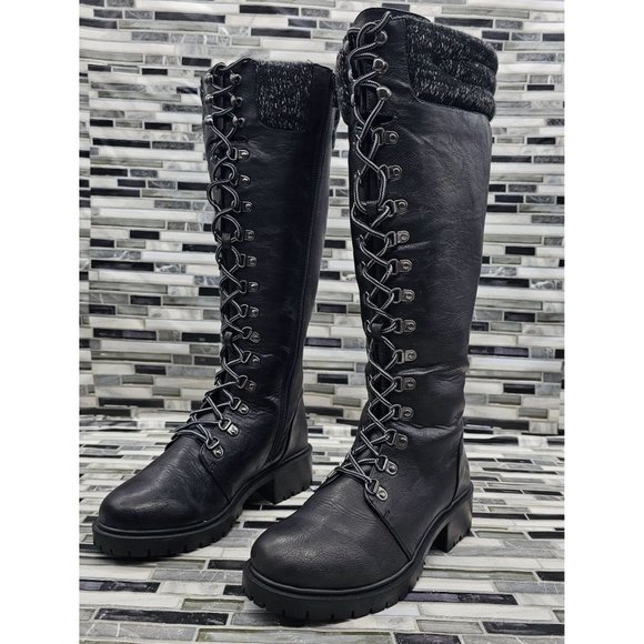 Torrid Black Lace-Up Heeled Boots - Picture 2 of 11
